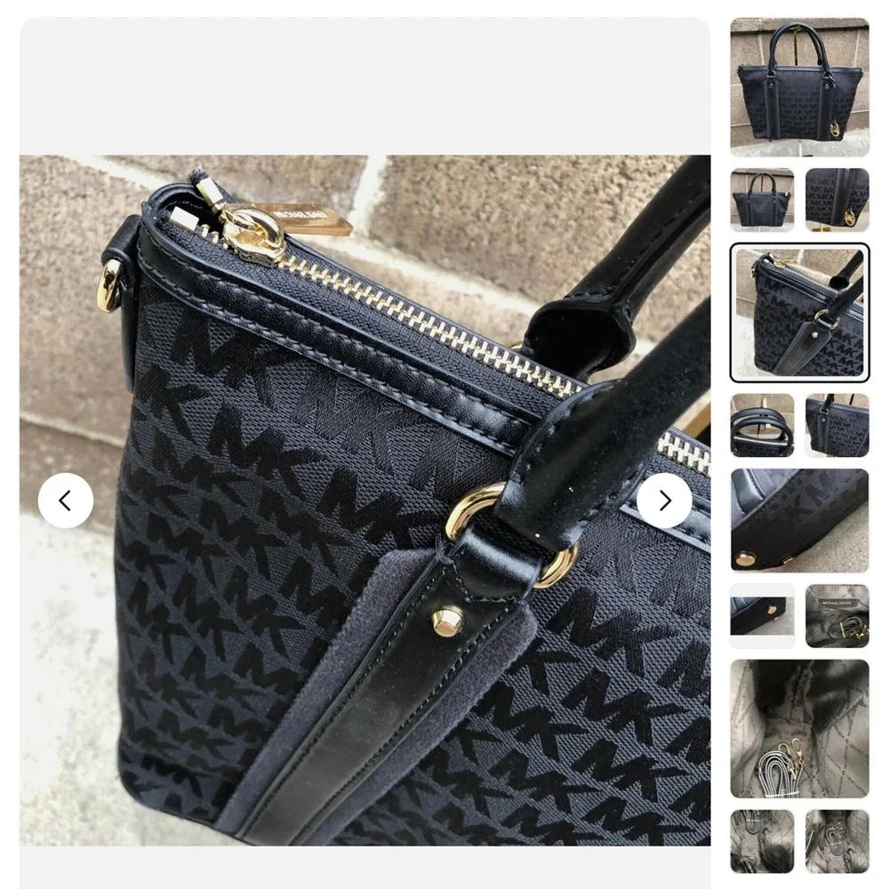 🖤Michael Kors Signature Griffin Jacquard Satchel Crossbody Newer Handbag - Picture 4 of 15